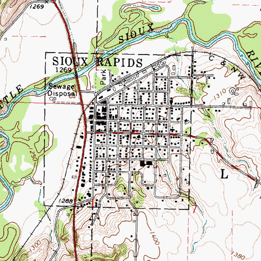 Topographic Map of First United Church, IA