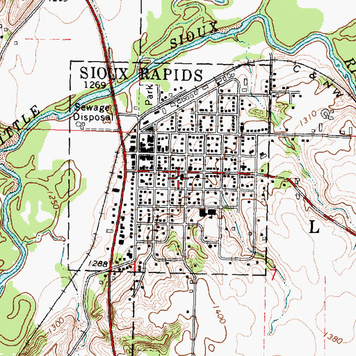 Topographic Map of Sioux Rapids Baptist Church, IA