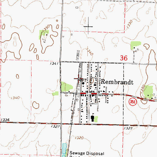 Topographic Map of Rembrandt (historical), IA