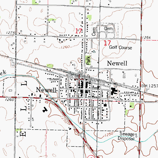Topographic Map of Newell Cooperative Elevator, IA
