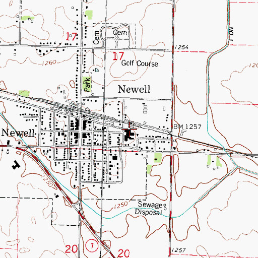 Topographic Map of Newell - Fonda High School, IA