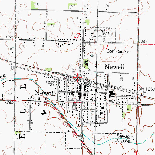Topographic Map of Newell, IA