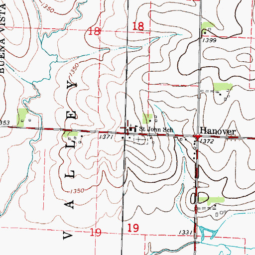 Topographic Map of Saint John's Lutheran Church, IA
