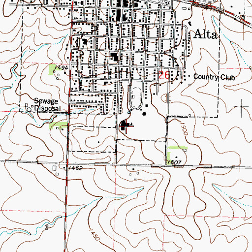 Topographic Map of Alta Elementary School, IA