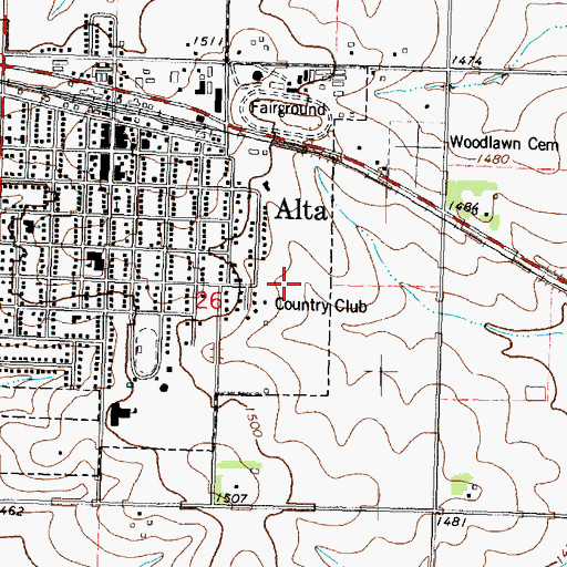 Topographic Map of Alta Golf and Country Club, IA