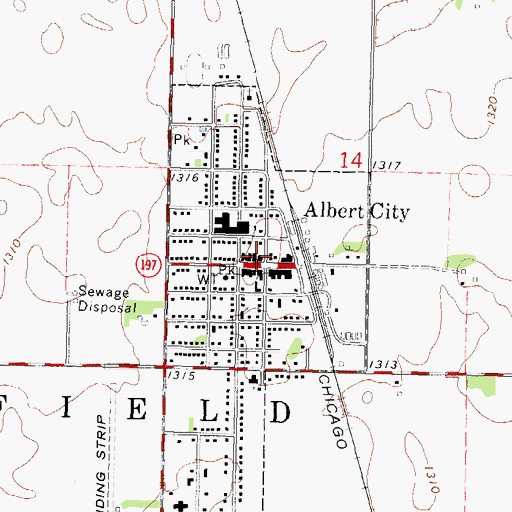 Topographic Map of Albert City City Hall, IA