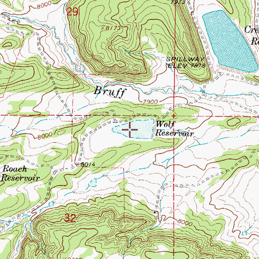 Topographic Map of Wolf Reservoir, CO