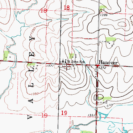 Topographic Map of Saint John's Lutheran Cemetery, IA