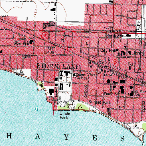Topographic Map of Ballou Library Building, IA