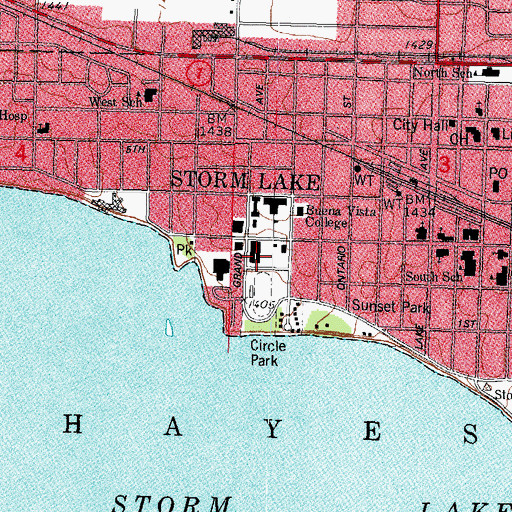 Topographic Map of Pierce Hall, IA