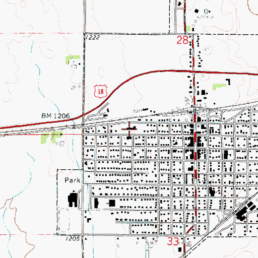 Topographic Map of Hancock County Memorial Hospital, IA