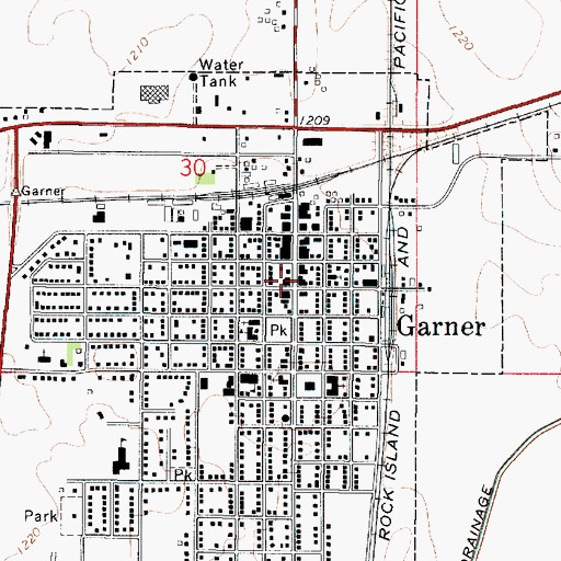 Topographic Map of Garner Public Library, IA