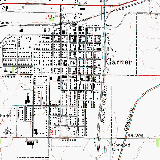 Topographic Map of Hancock County Courthouse, IA