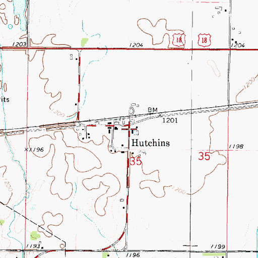 Topographic Map of Hutchins Post Office (historical), IA