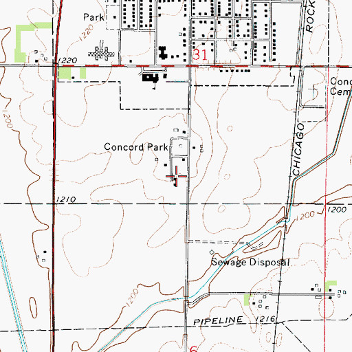 Topographic Map of Concord Post Office (historical), IA