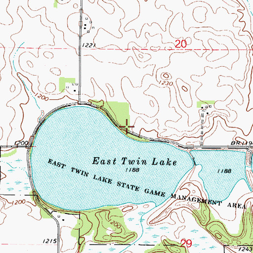 Topographic Map of East Twin Lake Forest Area, IA