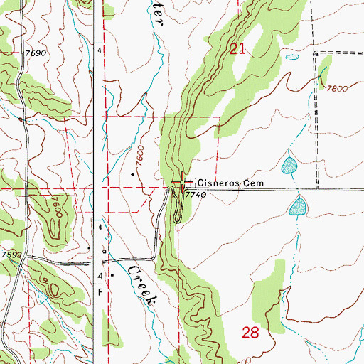 Topographic Map of Cisneros Cemetery, CO
