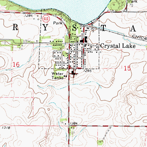 Topographic Map of Woden - Crystal Lake Elementary School, IA