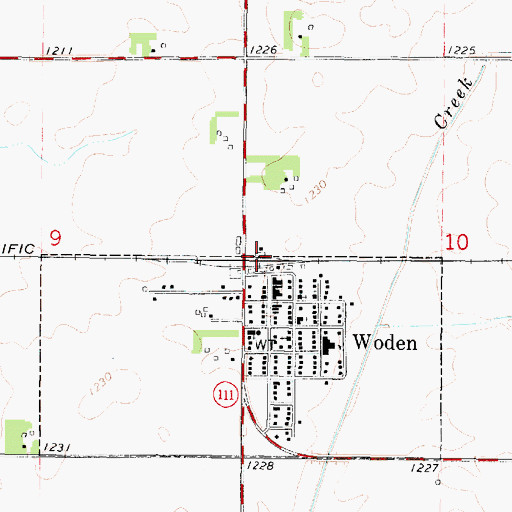 Topographic Map of Woden (historical), IA