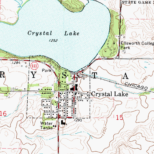 Topographic Map of Crystallake (historical), IA