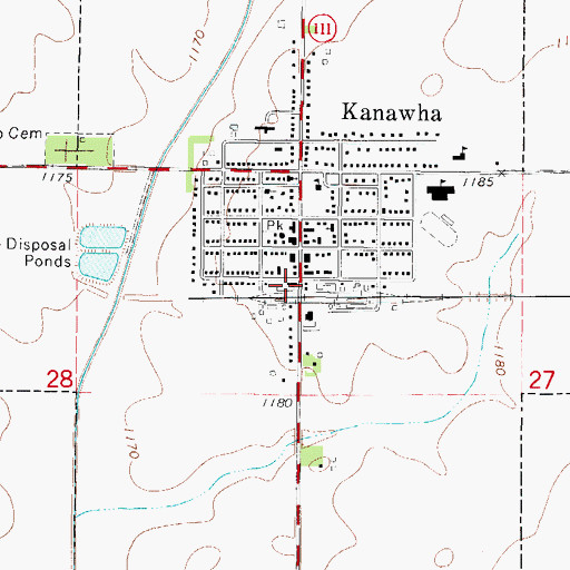 Topographic Map of Kanawha Fire Department, IA
