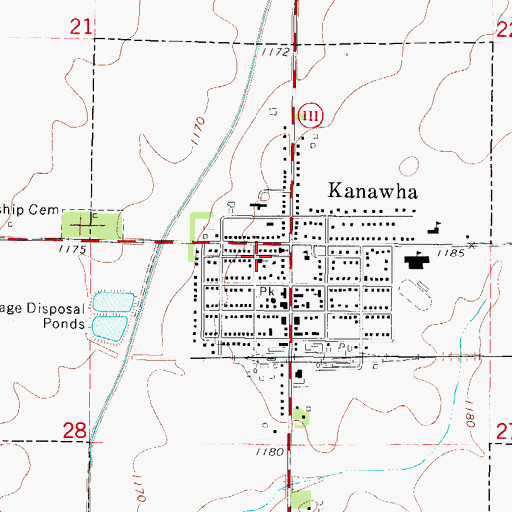 Topographic Map of Kanawha Lutheran Church, IA