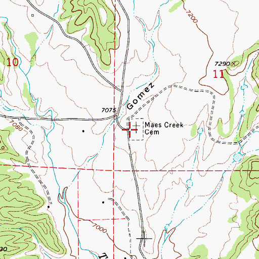 Topographic Map of Maes Creek Cemetery, CO