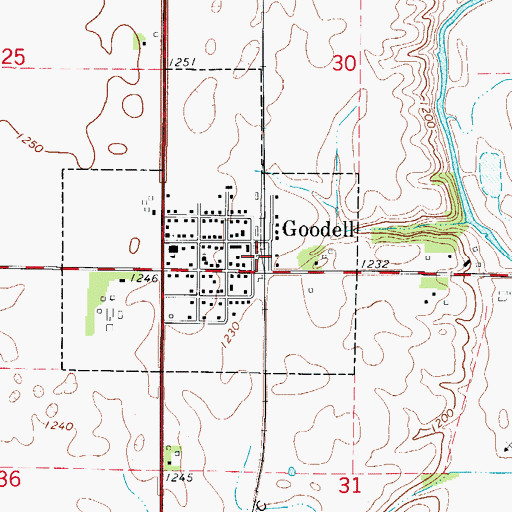 Topographic Map of Goodell, IA