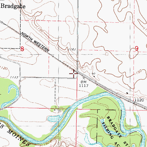 Topographic Map of Willow Glen Post Office (historical), IA