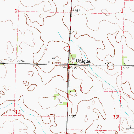 Topographic Map of Unique Post Office (historical), IA