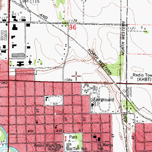 Topographic Map of Humboldt Fire Department, IA