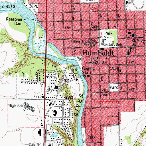 Topographic Map of Tourist Park, IA