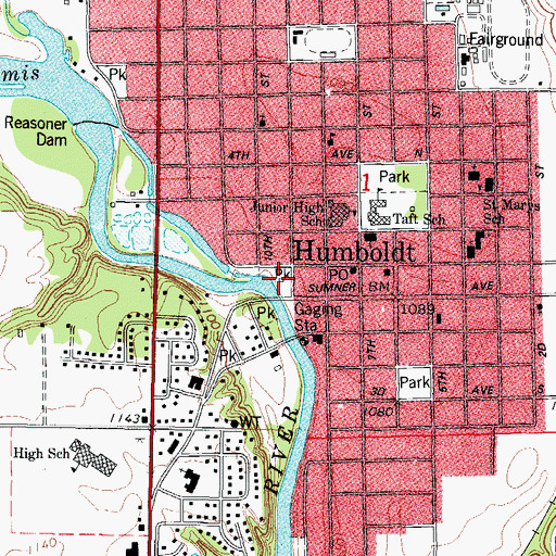 Topographic Map of Bicknell Park, IA