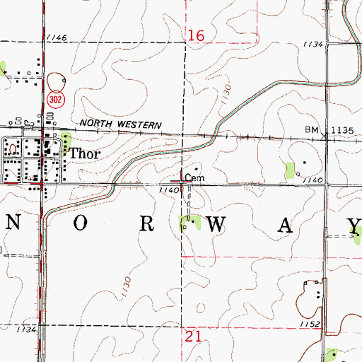 Topographic Map of Willicksen Cemetery, IA