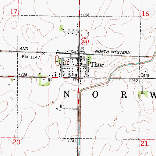 Topographic Map of Thor Post Office, IA