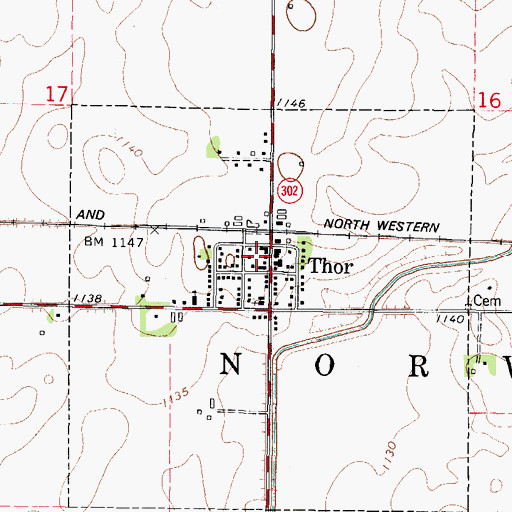 Topographic Map of City of Thor Fire Department, IA