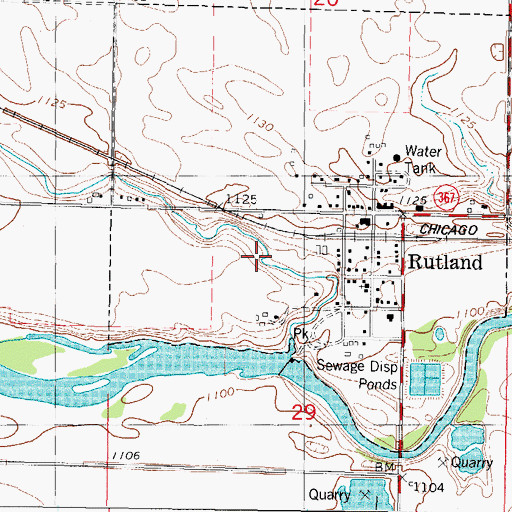 Topographic Map of Rutland (historical), IA