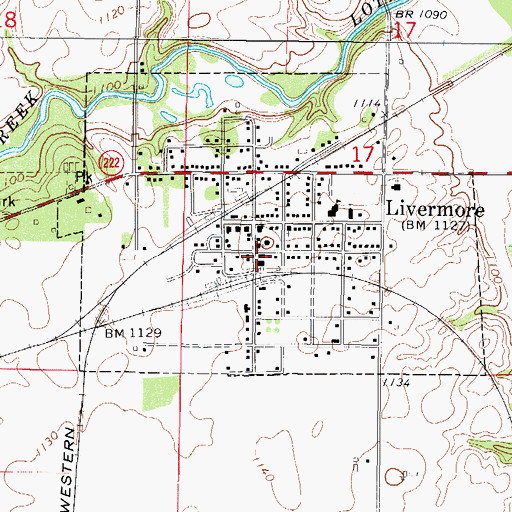 Topographic Map of Livermore City Hall, IA