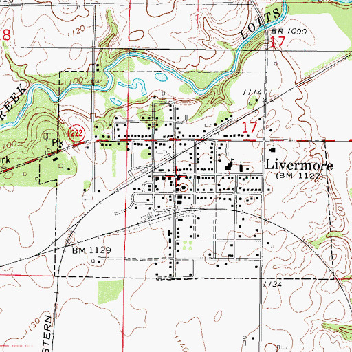 Topographic Map of Livermore Post Office, IA