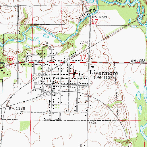 Topographic Map of Livermore Elementary School, IA