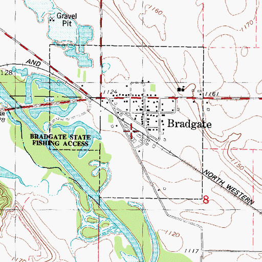 Topographic Map of Bradgate (historical), IA
