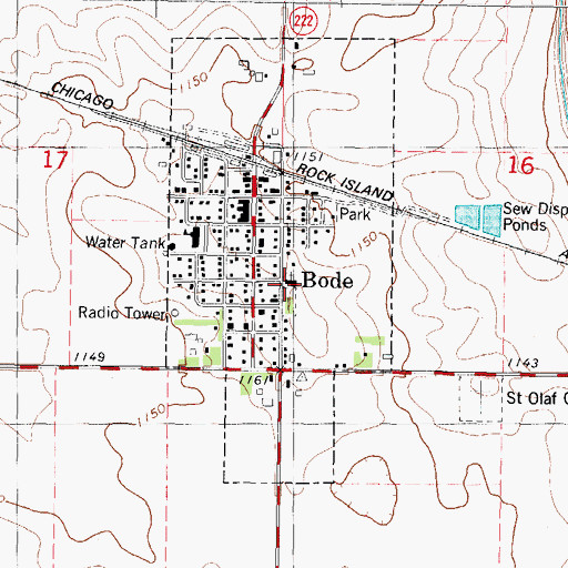 Topographic Map of Saint Olaf Lutheran Church, IA