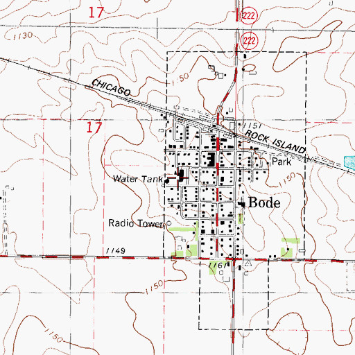 Topographic Map of Twin River Valley High School, IA