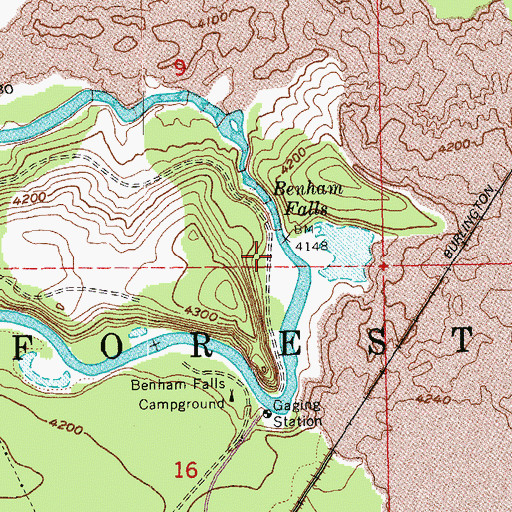 Topographic Map of Benham Falls West Recreation Site, OR