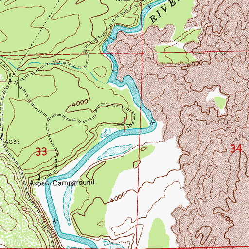 Topographic Map of Big Eddy Recreation Site, OR