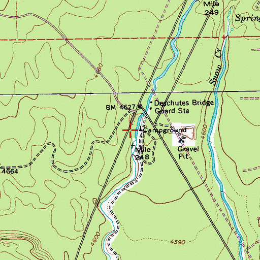 Topographic Map of Deschutes Bridge Recreation Site, OR