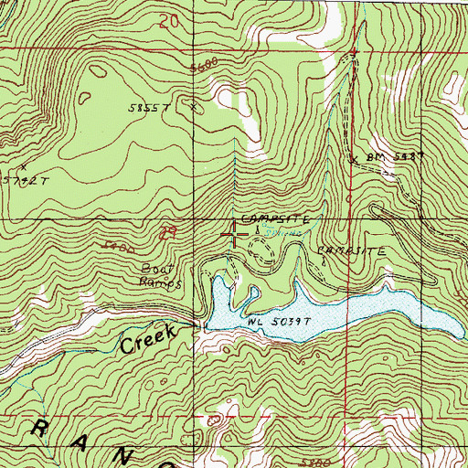 Topographic Map of Canyon Meadows Recreation Site, OR