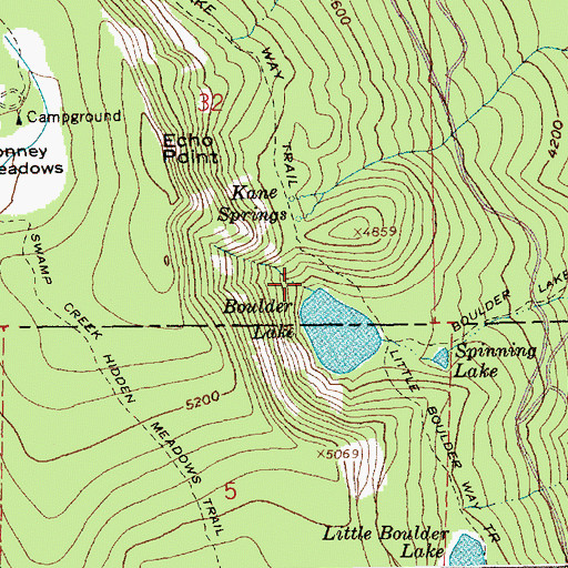 Topographic Map of Boulder Lake Recreation Site, OR