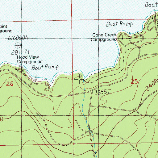 Topographic Map of Cove Recreation Site, OR