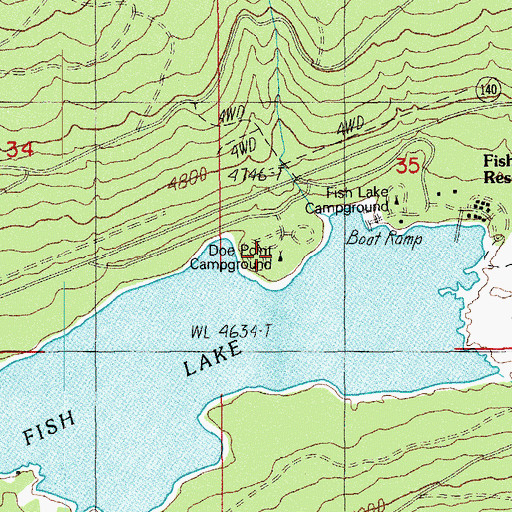 Topographic Map of Doe Point Recreation Site, OR